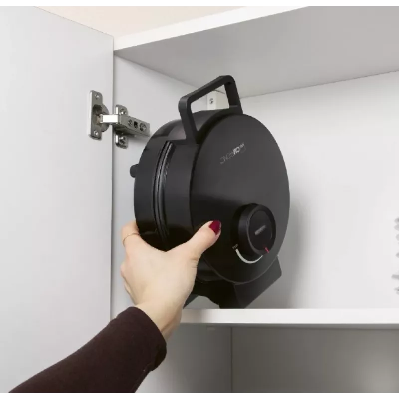 Vafelinė CLATRONIC WA 3832 – vienas apvalus vaflis, 1200 W, 20 cm plokštelės, juoda