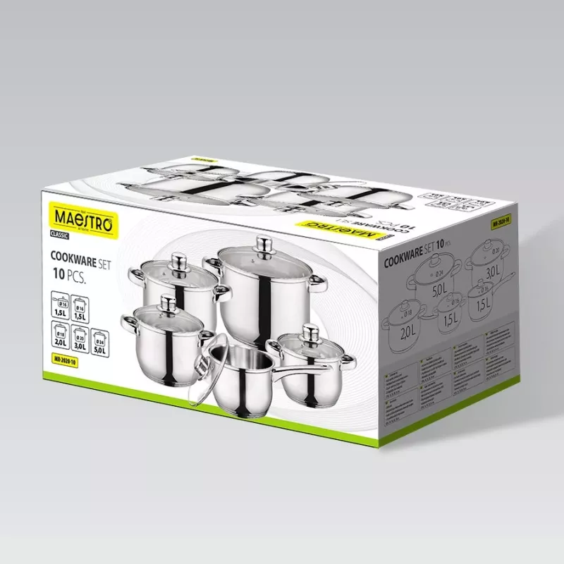 Puodų ir keptuvių rinkinys Maestro MR-2020-10 – 10 dalių