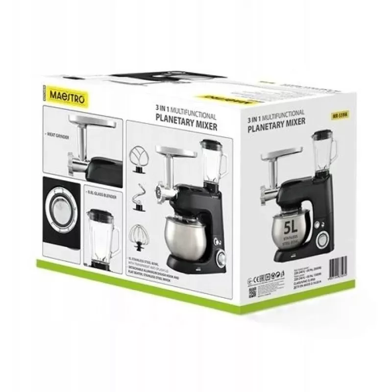 Planetinis maišytuvas Maestro MR-559-M 3-in-1, 2000W, daugiafunkcis virtuvės robotas