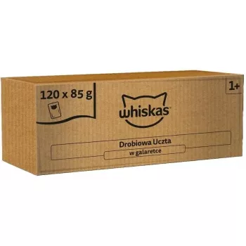 Šlapio maisto katėms pakeliai Whiskas Drobiowa Uczta drebučiuose 120 x 85 g (multipaketas)