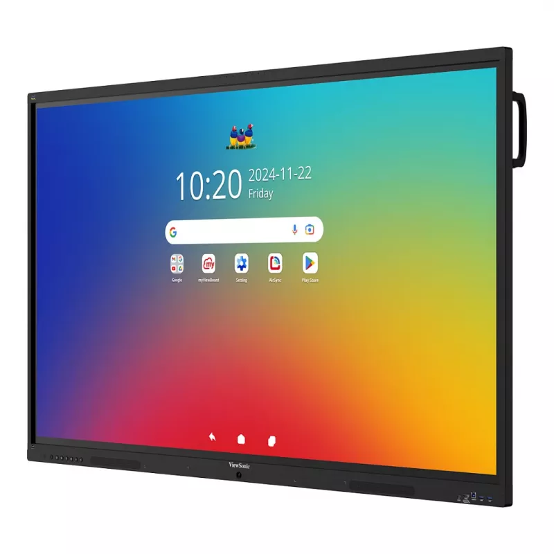 ViewBoard 41 serijos liečiamas ekranas 75 colių UHD, Android 16 EDLA, IR 450 nitų, 2x20W + sub 15W + 8 masyvo mikrofonai, 3 x USB-C 8/128GB, 8 branduolių