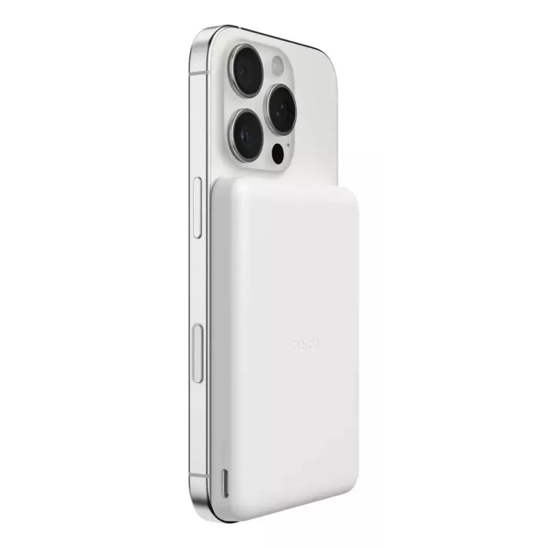 Power bank Belkin BPD010hqWH 5000 mAh, belaidis įkrovimas 7,5 W, USB-C, baltas