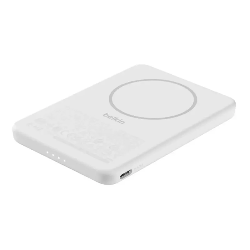Power bank Belkin BPD010hqWH 5000 mAh, belaidis įkrovimas 7,5 W, USB-C, baltas