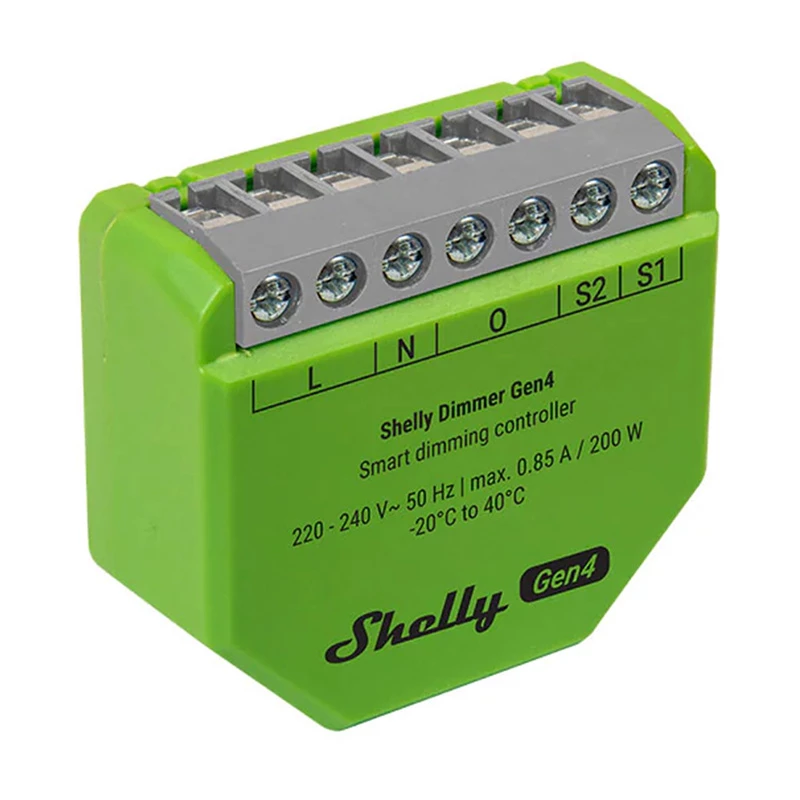 Shelly Dimmer Gen4 Green – išmanusis reguliatorius su kelių protokolų palaikymu