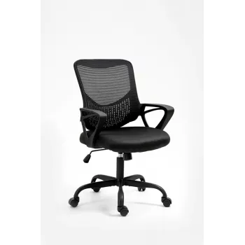 Biuro kėdė ActiveJet YK507 juoda – pasukama ergonomiška darbo kėdė, audinys/PU, reguliuojamas aukštis