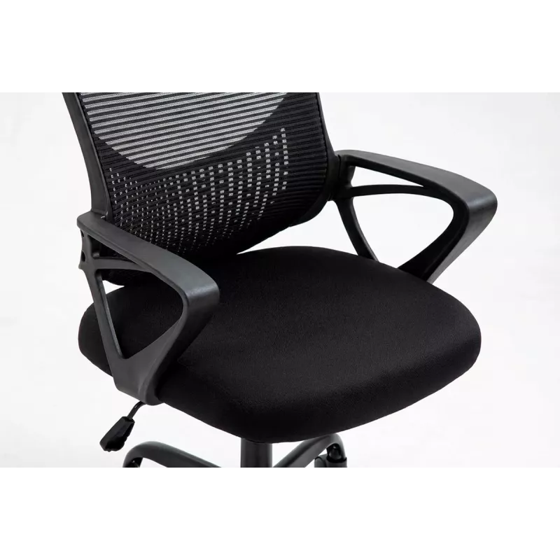 Biuro kėdė ActiveJet YK507 juoda – pasukama ergonomiška darbo kėdė, audinys/PU, reguliuojamas aukštis