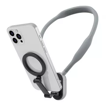 Telesin magnetinis kaklo laikiklis MNM-002, skirtas iPhone (12–16) – reguliuojamas kampas, lengvas