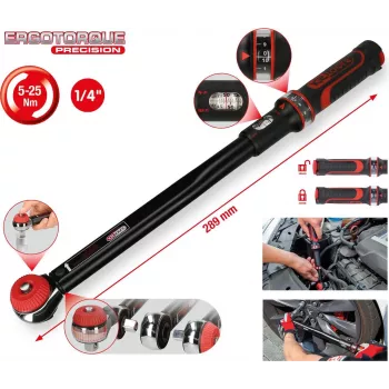 KS TOOLS ERGOTORQUE Dinamometrinis raktas 1/4 colio 5–25 N·m