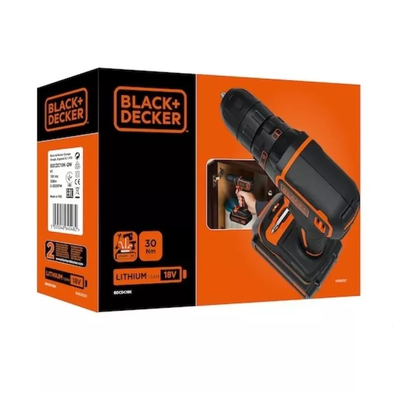 Gręžtuvas Black & Decker BDCDC18-QW 650 aps./min. Juoda, Oranžinė