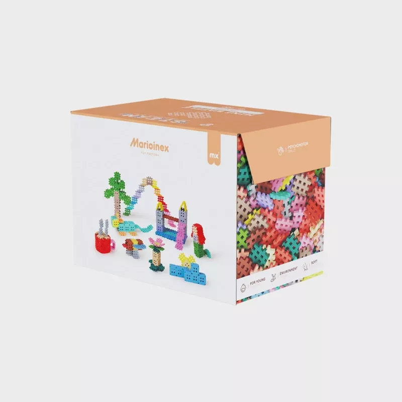Konstruktorius Marioinex Mini Waffle 400 detalių pastelinės spalvos – pastatykite spalvingus pasaulius