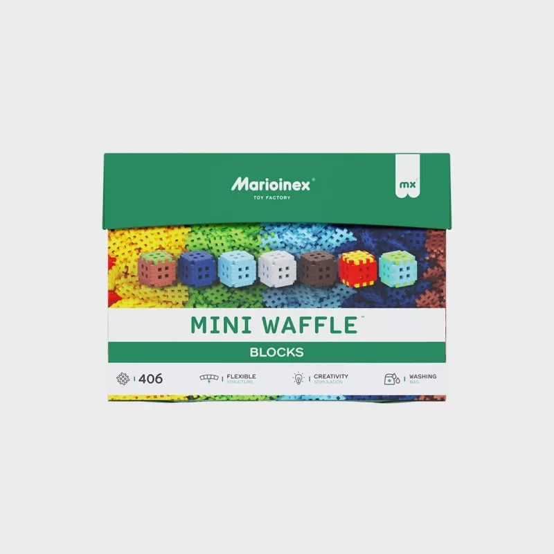 Marioinex Mini Waffle statybiniai blokeliai 406 vnt. – kūrybiškas konstravimo rinkinys