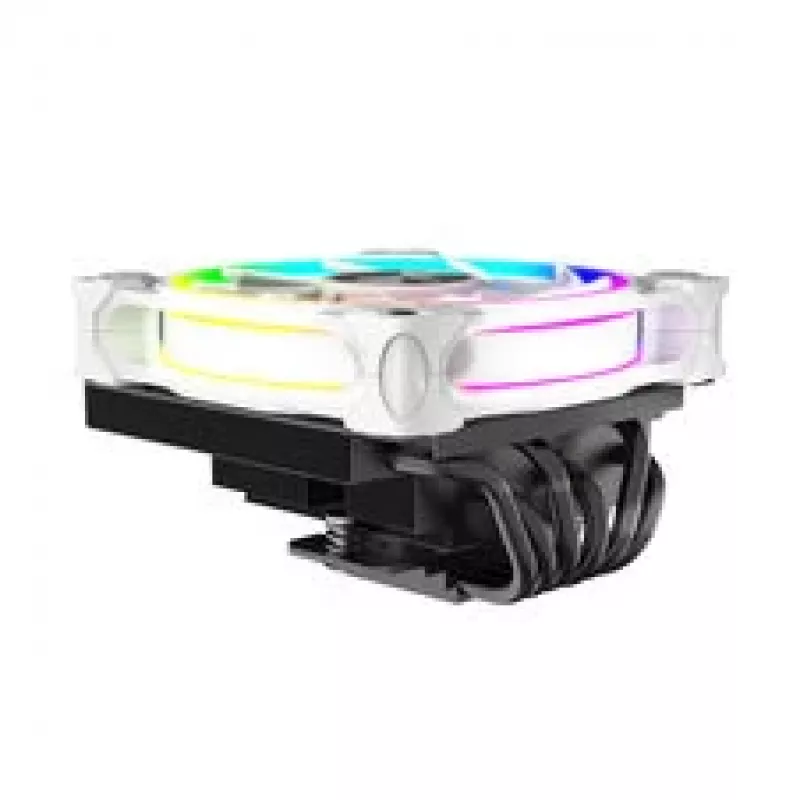 Akasa SOHO H6L RGB baltas – žemo profilio procesoriaus aušintuvas su RGB ventiliatoriumi, tinkamas mini-ITX kompaktinėms sistemoms
