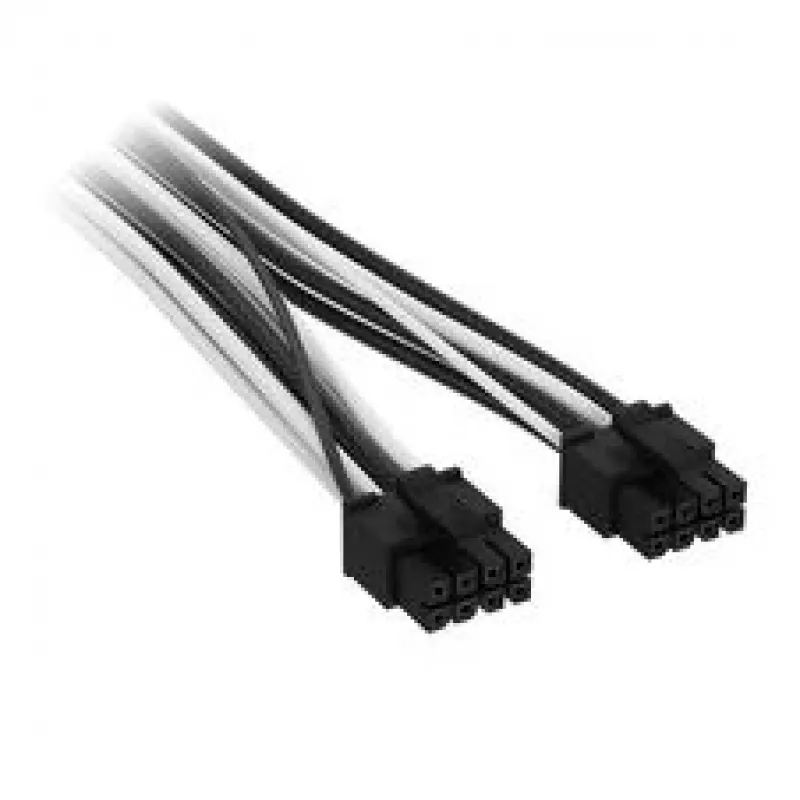 Corsair Premium Sleeved 2x 8-Pin į 12V-2x6 kabelis, skirtas Type-5 maitinimo šaltiniui – juoda/balta
