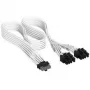 Corsair Premium Sleeved 12V-2x6 į 2x 6+2 kontaktų PCIe kabelis, Universalus - Baltas