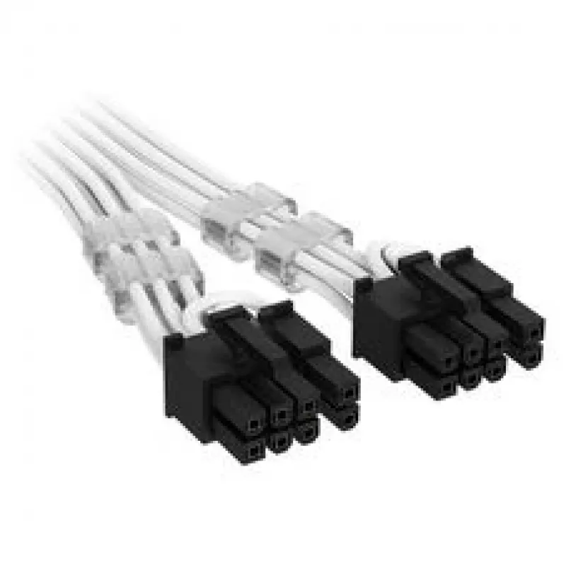 Corsair Premium Sleeved 12V-2x6 į 2x 6+2 kontaktų PCIe kabelis, Universalus - Baltas