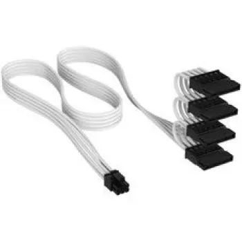 Corsair Premium Sleeved 4x SATA maitinimo laidas, Type-5 maitinimo blokams – Baltas
