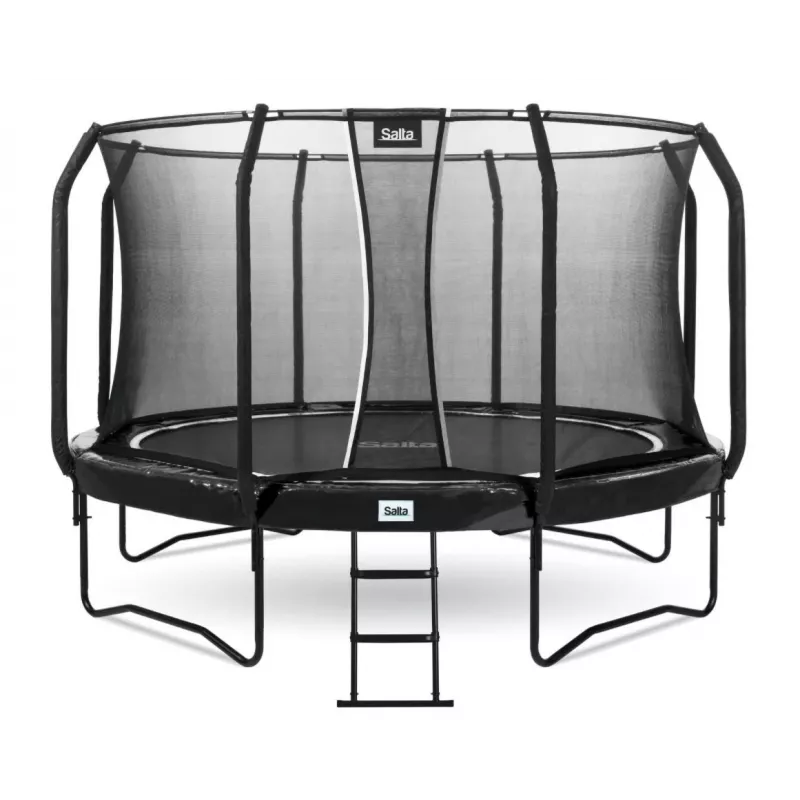 Tramplinas Salta First Class apvalus 366 cm, fitneso batutas, juodas, modelis 5373A
