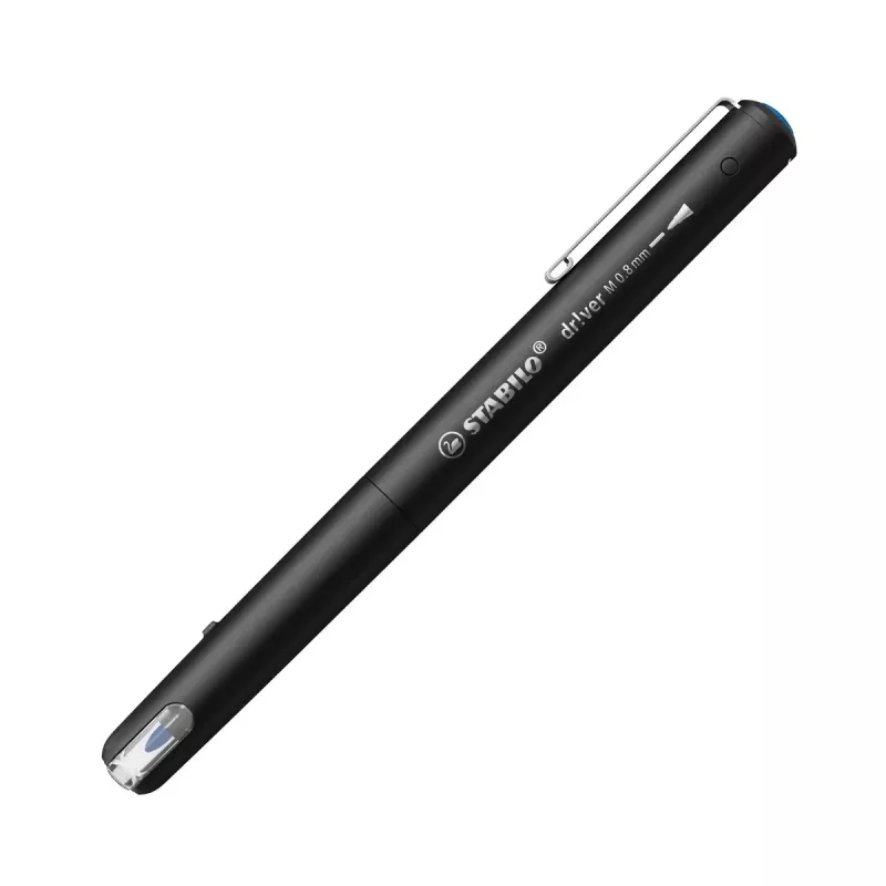 Stabilo dr!ver finelineris Medium (0,8 mm) — mėlynas rašalas, juodas korpusas