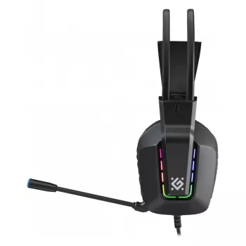 Laidinės USB žaidimų ausinės DEFENDER GOTHIC RGB su mikrofonu, juodos