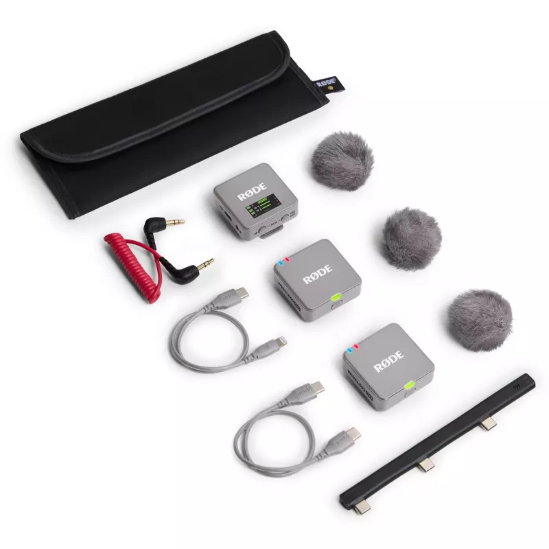 Belaidis mikrofonas Rode Wireless GO III pilka – kompaktiškas dizainas, įmontuota baterija