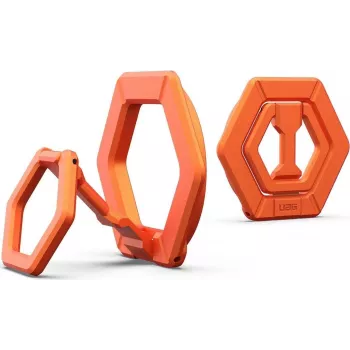UAG Urban Armor Gear Magnetinis Žiedas Stovas | Laikymo Žiedas su Stovo Funkcija | Skirtas MagSafe ir UAG Dėklams su Įmontuotu Magnetu | deganti oranžinė