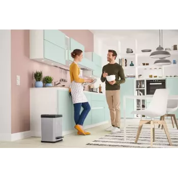 Hailo Öko duo Plus M 18 L plieninis virtuvės šiukšlių konteineris su dviem skyriais, sidabrinis