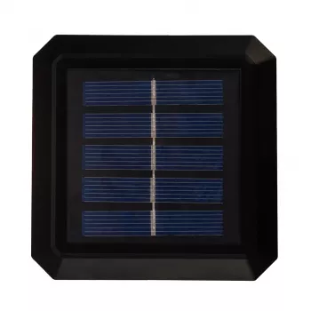 Saulės energijos LED stulpinis šviestuvas GreenBlue GB128 WW, 3200K neutrali balta, vokinis gaubtas, 100x100mm, juodas