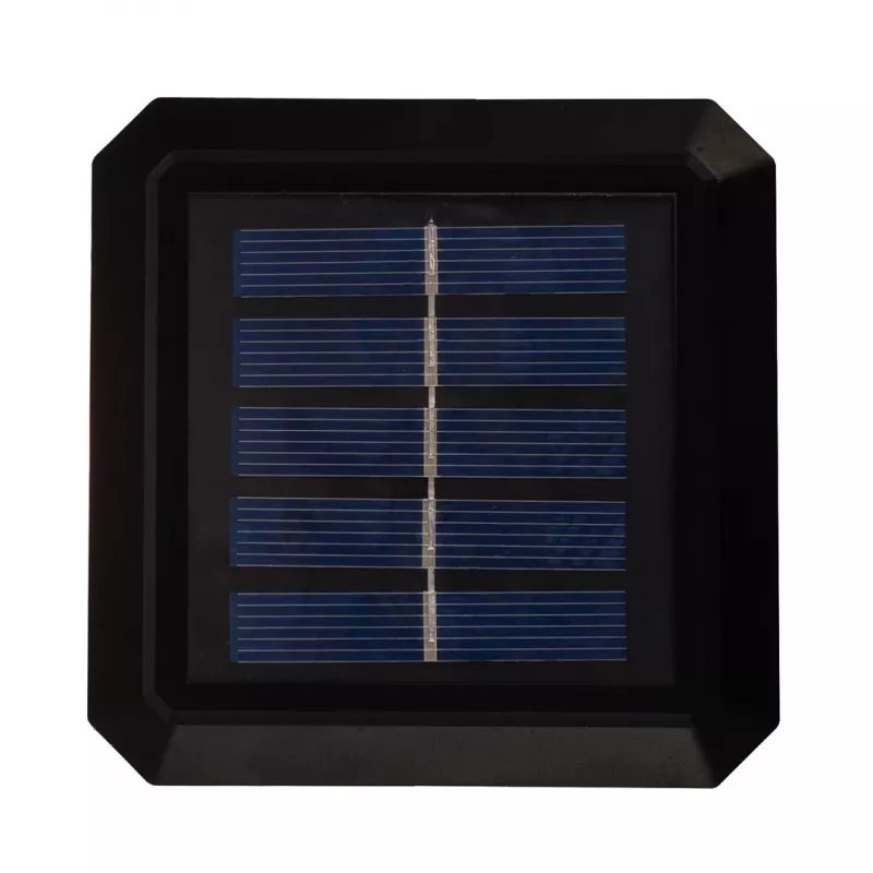 Saulės energijos LED stulpinis šviestuvas GreenBlue GB128 WW, 3200K neutrali balta, vokinis gaubtas, 100x100mm, juodas