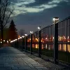 Saulės energijos LED stulpinis šviestuvas GreenBlue GB128 WW, 3200K neutrali balta, vokinis gaubtas, 100x100mm, juodas