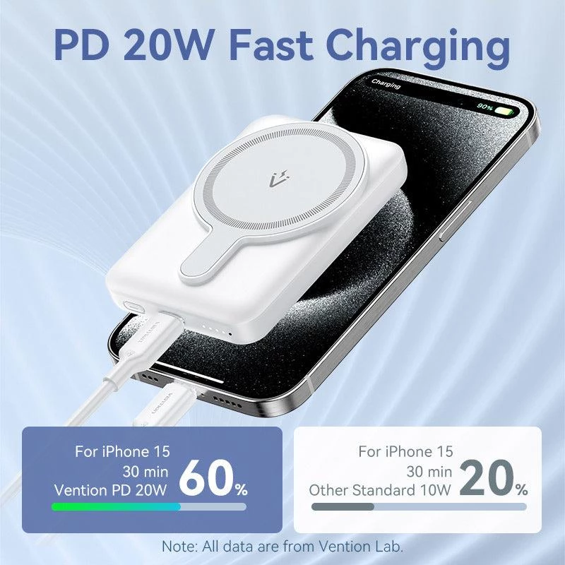 Power Bank Wrl 5000 mAh 20 W Magnetinis Juodas FHSB0 Vention