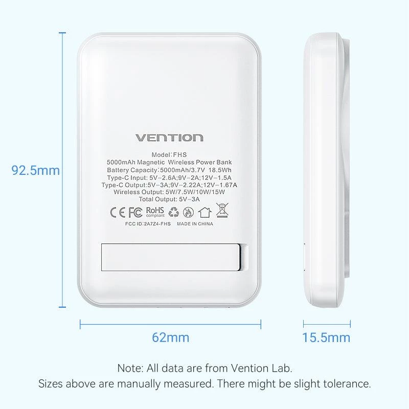 Power Bank Wrl 5000 mAh 20 W Magnetinis Juodas FHSB0 Vention
