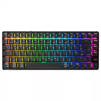 Belaidė žaidimų klaviatūra Cherry XTRFY K33 Compact 75% QWERTZ vokiška USB + RF + Bluetooth RGB juoda