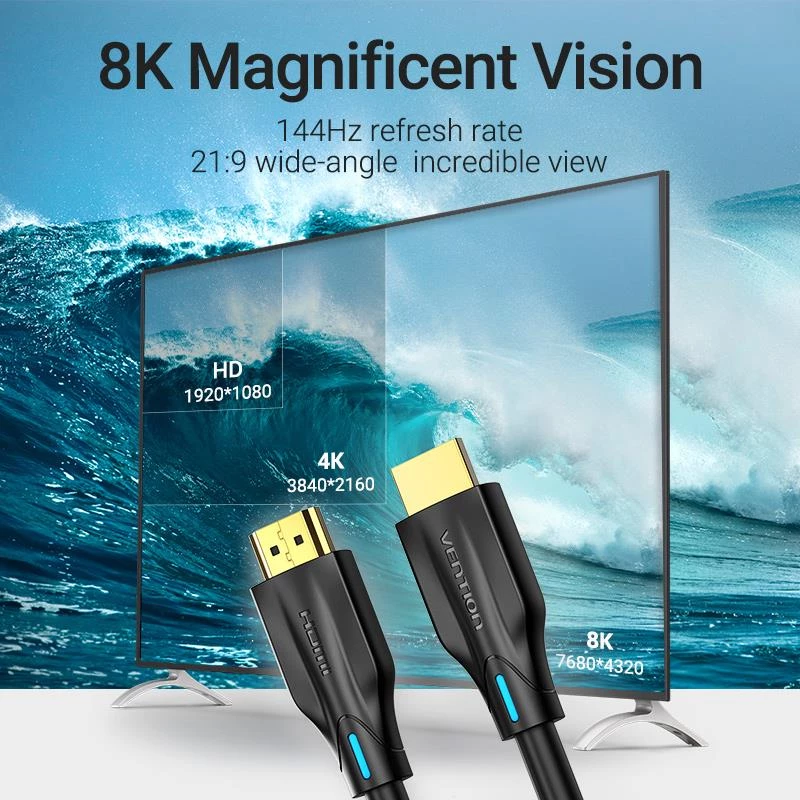 HDMI kabelis 8K 3m Juodas Aanbi Vention