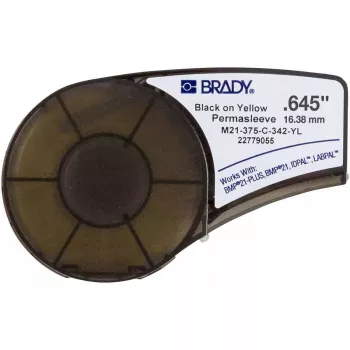 Ne lipni spausdinimo etiketė Brady M21-375-C-342-YL, poliolefinas, geltona, 1,64 cm x 2,1 m