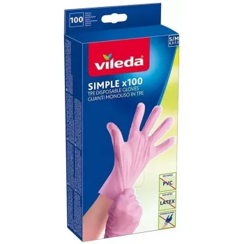 Vienkartinės latekso pirštinės VILEDA Multi Latex 100, smėlio spalvos, dydis S/M, 100 vnt.