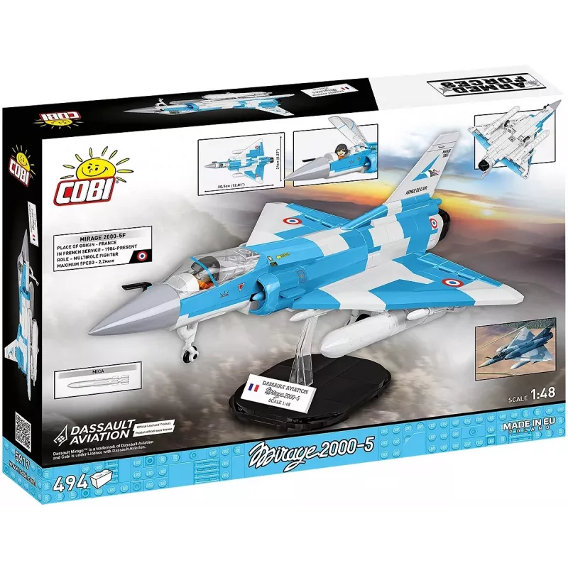 Cobi Mirage 2000-5F lėktuvo modelis iš kaladėlių, Ginkluotųjų pajėgų serija, 495 detalės, mastelis 1:48