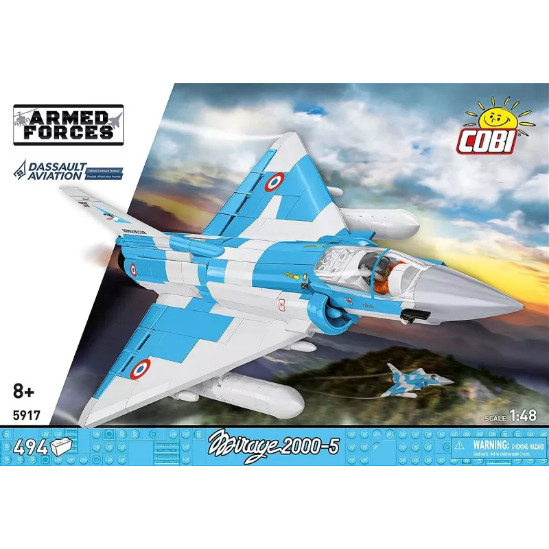 Cobi Mirage 2000-5F lėktuvo modelis iš kaladėlių, Ginkluotųjų pajėgų serija, 495 detalės, mastelis 1:48