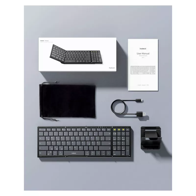 Belaidis Bluetooth klaviatūra Inateck N0135 juoda QWERTZ, žirkliniai mechanizmai