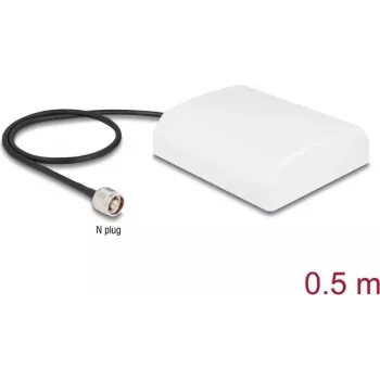 Antena DELOCK 90761 — 2,4 GHz kryptinė WiFi N antena 8 dBi su N vyrišku jungtimi ir 50 cm RG-58 kabeliu, balta, lauko