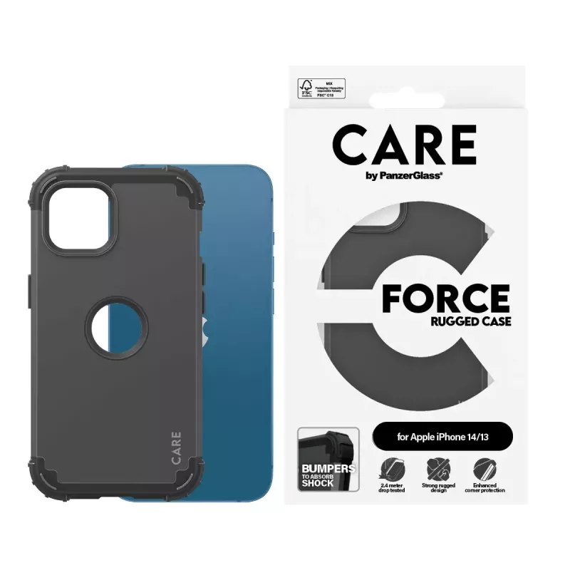 PanzerGlass CARE by Fashionable Case Black FORCE iPhone 14 13 dėklas