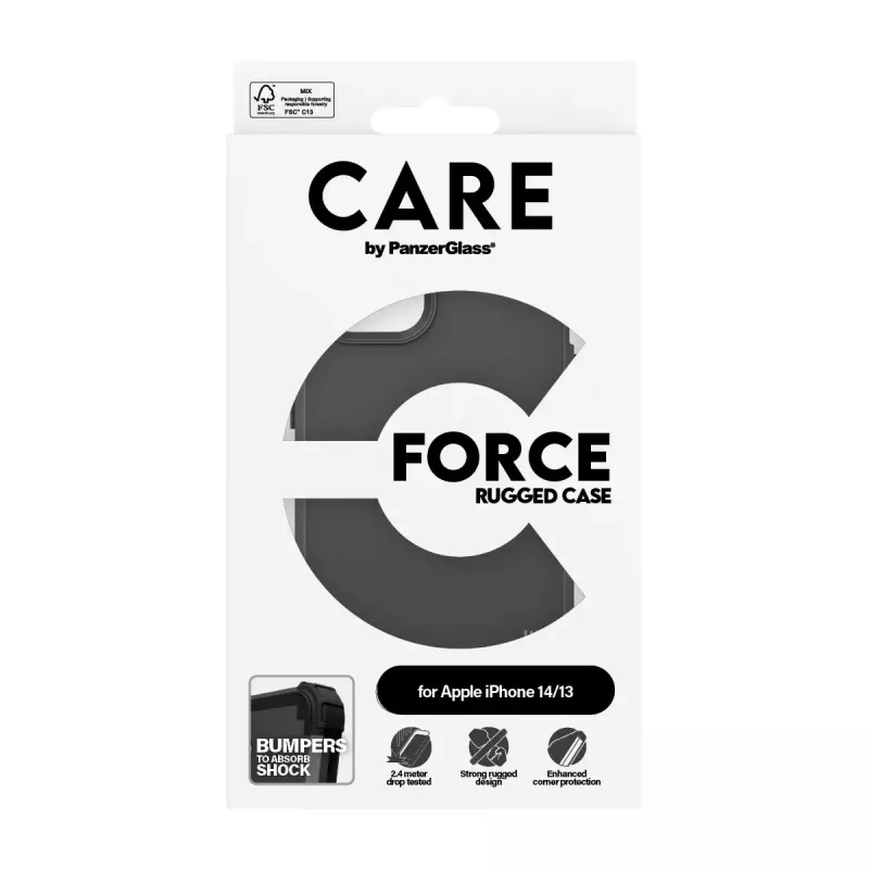 PanzerGlass CARE by Fashionable Case Black FORCE iPhone 14 13 dėklas