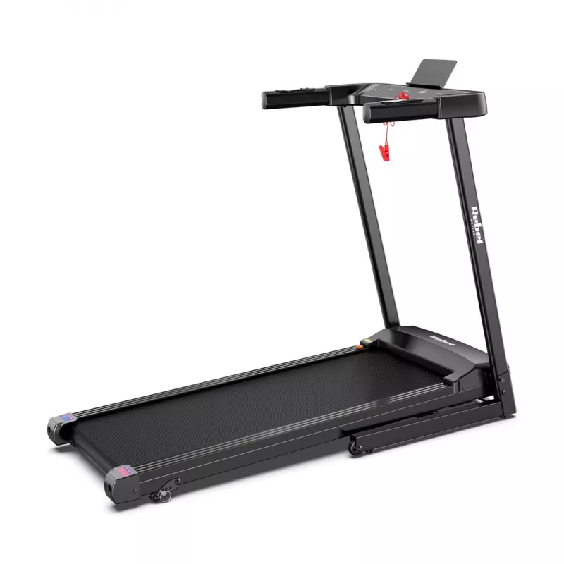 Sulankstomas elektrinis bėgimo takelis Rebel RBA-1018 – kompaktiškas namų bėgimo takelis, 12 km/h, 15 programų, maks. vartotojo svoris 120 kg, LCD ekranas