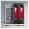 Išorinis korpusas AXAGON EEM2-20GD USB-C 20 Gbps dviems M.2 NVMe SSD su aparatiniu klonavimu