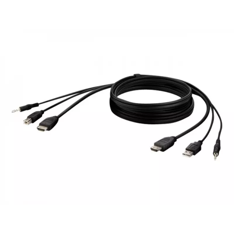 KVM kabelis Belkin F1DN1CCBL – HDMI į USB A/B su garsu, USB klaviatūros ir pelės prievadais, 3 m