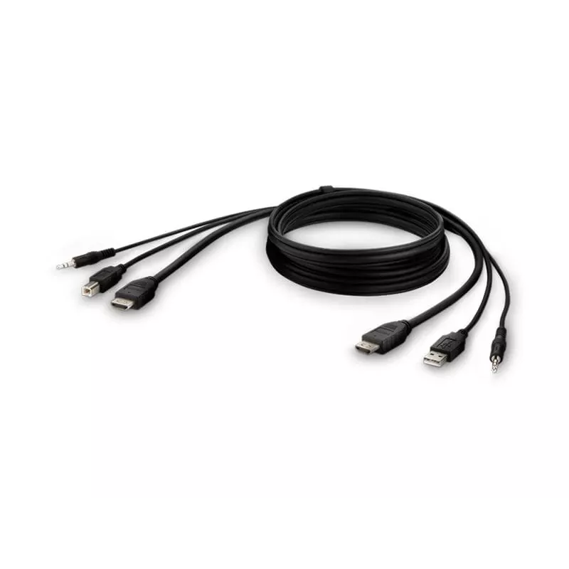 KVM kabelis Belkin F1DN1CCBL – HDMI į USB A/B su garsu, USB klaviatūros ir pelės prievadais, 3 m