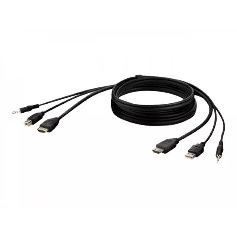 KVM kabelis Belkin F1DN1CCBL – HDMI į USB A/B su garsu, USB klaviatūros ir pelės prievadais, 3 m