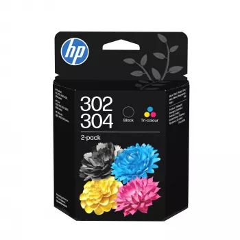 HP 302/304 spalvotų ir juodų rašalo kasečių rinkinys 2 vnt.