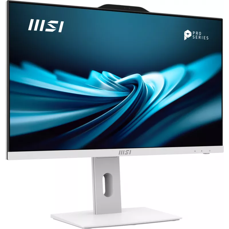 Viskas viename kompiuteris MSI Pro AP242P 14M-691EU — 23,8 colio FHD IPS, Intel Core i5-14400, 16 GB DDR5, 512 GB SSD, Windows 11 Pro, Wi‑Fi 6E, Baltas