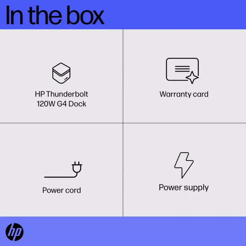 HP Thunderbolt Dock 120W G4, Kensington, Kinija, Tailandas, Taivanas, Verslui, Windows 10, Windows 11, MacOS, 98 mm