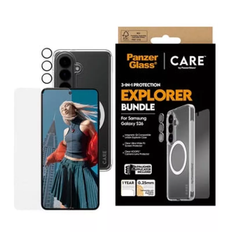 PanzerGlass CARE 3-in-1 apsauginis stiklas Samsung Galaxy S (2026)